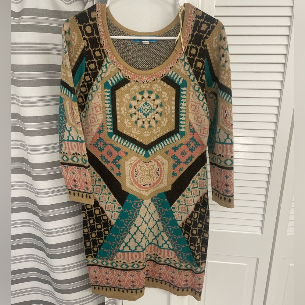 Brown Fitted Sweater Dress